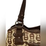 Etienne Aigner Ettiene Aigner Tan & Brown Canvas Shoulder Bag Photo 2