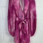 RTR TOCCIN X RTR
Pink Tie Dye Romper Sz 0 Open Back Satin Long Sleeve Ruffles Pink Photo 4