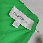David's Bridal  Green Cotton Satin Mini Strapless Ruched Bridesmaid Dress Size 4 Photo 5