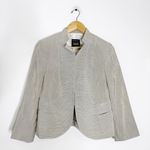 Akris for Bergdorf Goodman Blazer Jacket – Light Gray Pinstripe – Size 12 Photo 2