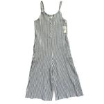Rylee + Cru Storm Stripe Organic Cotton Bridgette Cropped Jumpsuit Size XS Blue Photo 3