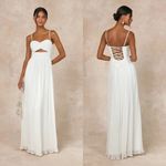 Lulus Glorious Elegance White Pleated Sleeveless Lace Photo 1
