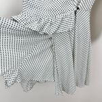 ZARA Polka Dot Mini Wrap Romper White Black Ruffle Viscose Long Sleeve XS Photo 9