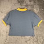 Urban Outfitters  Shirt Women Large Blue Yellow Crochet Flower Crop Casual Hippie Photo 3