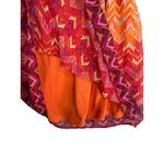 A Byer A. Byer One Shoulder Y2K Chevron Ombre Dress Orange Pink Boho Party Mini Small Photo 3