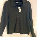 Rafaella Ribbed Button up Top Hunter green Size M Photo 0