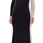 XScape Caviar Crystal Embellished Jersey Gown Dress Photo 0