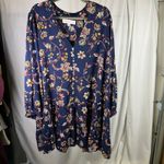 Emma & Michele  Women's 3X Blue Floral Long Sleeve Button Down Tiered‎ Dress New Photo 13