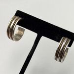 Sterling Silver TAXCO  Brass Rope Inlay Hoops Earrings Photo 4