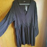 Boohoo Dress NWT Plus 16 1X Black Lacy Gauze Beach NEW Boho Long Sleeve Lace Photo 5