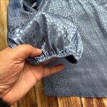 SheIn Women’s Dalmatian Print Bishop Sleeve Satin Blouse Dusty Blue Size Large Photo 6