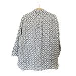 ZARA Linen Blouse 3/4 Sleeve Button Front Print Shirt Womens Chic Top Sz L Photo 1