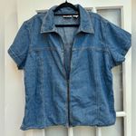 Bill Blass Vintage  Denim Cotton Full Zip Short Sleeve Top Blouse Plus Size 2X Photo 1