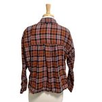 Anthropologie Boxy Distressed Cropped Plaid Button Front Shirt size Small Photo 5