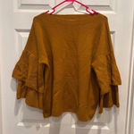 Madewell  Women's Mustard Yellow Sweater Size L‎ Ruffle Sleeve Knit Pullover Photo 0
