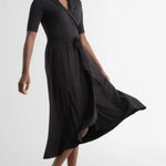 Quince NWT  Black Tencel Jersey Midi Wrap Dress Sz XS Photo 0