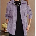 NEW Houndstooth Shacket Jacket Long Sleeve Button Down Shirt XL Purple Photo 1