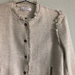 Cupcakes and Cashmere  Oatmeal Tweed Fringe Jacket. Size Small Photo 2