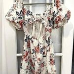 Lucky Brand | White Floral Puff Sleeve Open Tie Back Mini Dress Size S NWT Photo 2