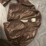 Cropped Faux Leather Jacket Brown Size XL Photo 0