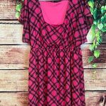 Torrid  Berry Plaid Chiffon Scoop Neck Mini Midi Dress Womens 2 2X Lined Sundress Photo 0