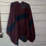 BB Dakota Burgundy and Gray Knit Poncho Photo 1