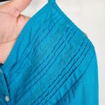 Eddie Bauer  Cotton Dress Turquoise Embroidered Fit and Flare Sun Summer Size 6P Photo 11