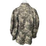 George Simonton Khaki Black Metallic Paisley Button Up Collar Coat Jacket Top S Photo 1