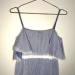 Prabal Gurung Halter Tulle Tiered Midi Maxi Dress Striped Blue Lace Overlay Sz 4 Photo 9