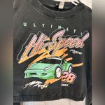 H&M  black grey crop sweatshirt green orange car speedway sports graphic Photo 2
