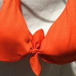 EXPRESS  Ribbed Orange Halter Tie Front Bikini Swimsuit Top Women's L Photo 1