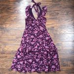 Whistles • Pitti Print Double Strap Dress midi floral maroon chiffon ruffle boho Size 4 Photo 12