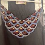 Free People Boho Sheer Tank Top Ruffle Bottom Stuffed Embroidered Neckline Photo 2