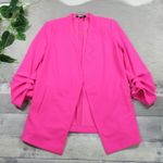 DKNY Ruched-Sleeve Relaxed Open Front Jacket Blazer Neon Pink Women's Size Small Photo 2