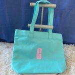 Clinique  Turquoise Tote with Pink Logo Photo 0