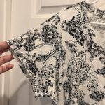 Rachel Zoe 100% LINEN Black White Floral Print Pullover Blouse Size 2X Beachy Photo 1