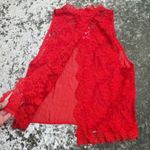 Free People Red Lace Sheer Tied To You Tank Top Photo 2