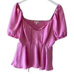 Nine Britton Rosette Ruffle Hem Puff Sleeve Women’s Blouse Peplum SZ M # 1898 Photo 0