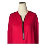 Soft Surroundings  Shirt Women Red Hooded Half Zip Pullover‎ Top Mature Preppy Photo 2