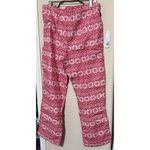 Lands' End Women's Red PJ Pants sz L 14/16 soft flannel fair isle winter pajamas Photo 4