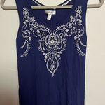 Dress Barn Royal Blue Tank Top with Ivory Embroidery Photo 0