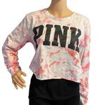 PINK - Victoria's Secret Victoria’s Secret Cropped Long Sleeve Tie Dye Shirt White Pink Blue Black Medium Photo 0