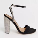 ASOS  Design Hot Step Embellished Rhinestone Block Heel Black Sandals size 5 Photo 2