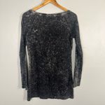 Norma Kamali  Long Sleeve Top Scoop Neck Distressed Acid Wash Black size small Photo 4