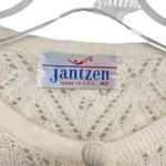 Jantzen Womens Vintage 1960s Ivory Pointelle Knit Crochet Cardigan Sweater Photo 5