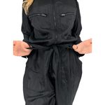 Victoria's Secret Victoria Sport Black Parachute Jumpsuit Zip Front Cinch Waist Cargo Pockets Sz M Photo 6