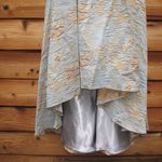 Mac Duggal  11608 Blue Brocade Puff Sleeve High Low Gown Dress Photo 8