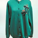 Alfred Dunner Vintage 90s  green Cardigan Plaid Bow L Photo 2