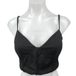 ZARA Black Sleeveless Smocked Cami V Neck Corset Bustier Crop Tank Top Size S Photo 0