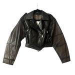 ZARA NWT! Charcoal Gray Transparent Water Repellent Cropped Biker Jacket Photo 1